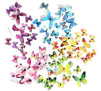 Ewong Butterfly Wall Decals - 60 PCS 3D Butterflies Home Decor-Stickers - Removable Mural Decoration for Girls Living Room Kids Bedroom Bathroom Baby Nursery - Waterproof DIY Crafts Art