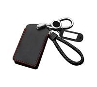 EWQPHLS Leather Car Key Case Compatible for Volvo EX30 Decoration Cover Shell Keychain Ring Holder Fob Interior Accessories(Black key fob)