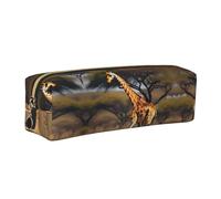 EWQrtyy Africa Giraffe Majestic Tree Printing School Leather Pen Pencil Case,Zip Pouch,Accessories Holder, Stationery Bag,Back to School Gift