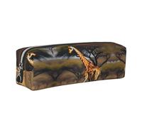 EWQrtyy Africa Giraffe Majestic Tree Printing School Leather Pen Pencil Case,Zip Pouch,Accessories Holder, Stationery Bag,Back to School Gift