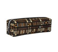 EWQrtyy African Mud Cloth Tribal Printing School Leather Pen Pencil Case,Zip Pouch,Accessories Holder, Stationery Bag,Back to School Gift