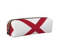 EWQrtyy Alabama State Flag Printing School Leather Pen Pencil Case,Zip Pouch,Accessories Holder, Stationery Bag,Back to School Gift
