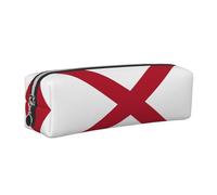 EWQrtyy Alabama State Flag Printing School Leather Pen Pencil Case,Zip Pouch,Accessories Holder, Stationery Bag,Back to School Gift