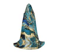 EWQrtyy Azurite Teal And Foil Gold Oil Marble Pattern Printing Hooded Cape For Teenagers,Halloween Hooded Cape For Teenagers