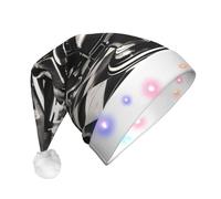 EWQrtyy Barber Shop Monochrome Style Adult Light-Up Christmas Santa Hat With Pom Poms, Soft Plush Xmas Hat With Colorful Lights