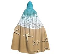 EWQrtyy Beautiful Starfish On Beach Sand Printing Cloak, Adult Halloween Hooded Cloak For Costume Parties,Carnival Party Supplies With Large Hood