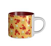 EWQrtyy Beer and Crawfish Pattern Printing Large-Capacity Ceramic Mugs, Practical Cups for Cafés & Offices, Comfortable Handle,Stable Base