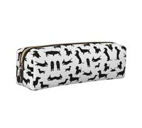 EWQrtyy Black Dogs Dachshund Dog Printing School Leather Pen Pencil Case,Zip Pouch,Accessories Holder, Stationery Bag,Back to School Gift