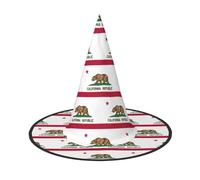 EWQrtyy California State Flag Printing 1 Piece Cosplay Witch Hat Halloween Witch Hat Witch Costume Accessory For Halloween Party
