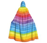 EWQrtyy Colorful Rainbow Stripe Printing Cloak, Adult Halloween Hooded Cloak For Costume Parties,Carnival Party Supplies With Large Hood