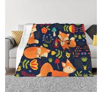 EWQrtyy Cute Animal Fox Flower Printing Ultra Soft Micro Fleece Blanket, Anti Pilling Flannel Blankets For Bed Sofa,Foldable 2 Sizes