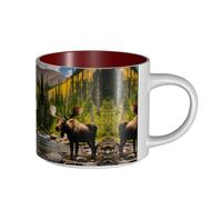 EWQrtyy Deer Bear Moose 1 Printing Large-Capacity Ceramic Mugs, Practical Cups for Cafés & Offices, Comfortable Handle,Stable Base