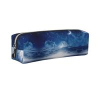 EWQrtyy Falling Star Moon Printing School Leather Pen Pencil Case,Zip Pouch,Accessories Holder, Stationery Bag,Back to School Gift