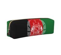 EWQrtyy Flag of Afghanistan Printing School Leather Pen Pencil Case,Zip Pouch,Accessories Holder, Stationery Bag,Back to School Gift