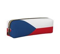 EWQrtyy Flag of The Czech Republic Printing School Leather Pen Pencil Case,Zip Pouch,Accessories Holder, Stationery Bag,Back to School Gift