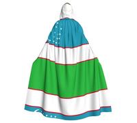 EWQrtyy Flag Of The Republic Of Uzbekistan Printing Cloak, Adult Halloween Hooded Cloak For Costume Parties,Carnival Party Supplies With Large Hood