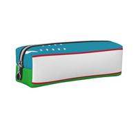 EWQrtyy Flag of The Republic of Uzbekistan Printing School Leather Pen Pencil Case,Zip Pouch,Accessories Holder, Stationery Bag,Back to School Gift