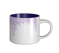 EWQrtyy Framing Lilac Flowers in Blossom Printing Large-Capacity Ceramic Mugs, Practical Cups for Cafés & Offices, Comfortable Handle,Stable Base