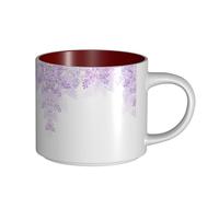 EWQrtyy Framing Lilac Flowers in Blossom Printing Large-Capacity Ceramic Mugs, Practical Cups for Cafés & Offices, Comfortable Handle,Stable Base