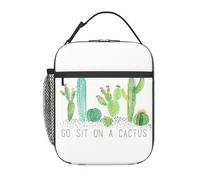 EWQrtyy Go Sit On A Cactus Print Insulated Lunch Bag, Thermal Lunch Tote, Portable Cooler Bag for Temperature Control and Carry