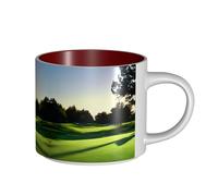 EWQrtyy Golf Course Printing Large-Capacity Ceramic Mugs, Practical Cups for Cafés & Offices, Comfortable Handle,Stable Base