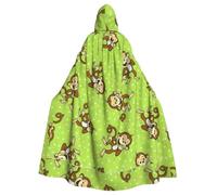 EWQrtyy Green Clever Monkey Printing Cloak, Adult Halloween Hooded Cloak For Costume Parties,Carnival Party Supplies With Large Hood