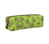 EWQrtyy Green Clever Monkey Printing School Leather Pen Pencil Case,Zip Pouch,Accessories Holder, Stationery Bag,Back to School Gift