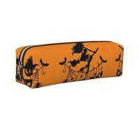 EWQrtyy Halloween Witch Flying Printing School Leather Pen Pencil Case,Zip Pouch,Accessories Holder, Stationery Bag,Back to School Gift