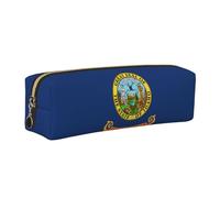 EWQrtyy Idaho State Flag Printing School Leather Pen Pencil Case,Zip Pouch,Accessories Holder, Stationery Bag,Back to School Gift