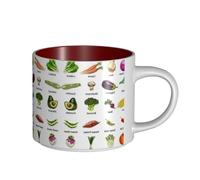 EWQrtyy Introduction of Various Vegetables Printing Large-Capacity Ceramic Mugs, Practical Cups for Cafés & Offices, Comfortable Handle,Stable Base