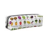 EWQrtyy Introduction of Various Vegetables Printing School Leather Pen Pencil Case,Zip Pouch,Accessories Holder, Stationery Bag,Back to School Gift