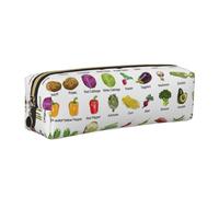 EWQrtyy Introduction of Various Vegetables Printing School Leather Pen Pencil Case,Zip Pouch,Accessories Holder, Stationery Bag,Back to School Gift