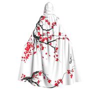 EWQrtyy Japanese Cherry Tree Printing Cloak, Adult Halloween Hooded Cloak For Costume Parties,Carnival Party Supplies With Large Hood