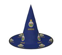 EWQrtyy Kansas State Flag Printing 1 Piece Cosplay Witch Hat Halloween Witch Hat Witch Costume Accessory For Halloween Party