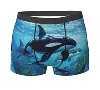 EWQrtyy Killer Whales Swim Along 1 Printing Super Soft Men'S Boxer Briefs,S-2xl Breathable Underwear With Moisture Wicking,Quick Dry Fabric Black