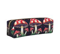 EWQrtyy Magic Mushrooms Printing School Leather Pen Pencil Case,Zip Pouch,Accessories Holder, Stationery Bag,Back to School Gift