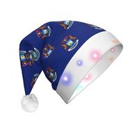 EWQrtyy Michigan State Flag Adult Light-Up Christmas Santa Hat With Pom Poms, Soft Plush Xmas Hat With Colorful Lights