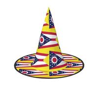 EWQrtyy Ohio State Flag Printing 1 Piece Cosplay Witch Hat Halloween Witch Hat Witch Costume Accessory For Halloween Party