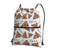 EWQrtyy Pizza Pattern Print Drawstring Backpack, Zipper Closure Adjustable Shoulder Bag for Gym Fitness and Outdoor