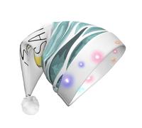 EWQrtyy Quotes Let Your Dreams Set Sail Adult Light-Up Christmas Santa Hat With Pom Poms, Soft Plush Xmas Hat With Colorful Lights