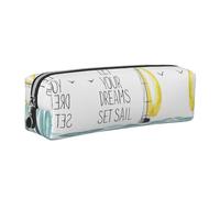 EWQrtyy Quotes Let Your Dreams Set Sail Printing School Leather Pen Pencil Case,Zip Pouch,Accessories Holder, Stationery Bag,Back to School Gift