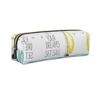 EWQrtyy Quotes Let Your Dreams Set Sail Printing School Leather Pen Pencil Case,Zip Pouch,Accessories Holder, Stationery Bag,Back to School Gift