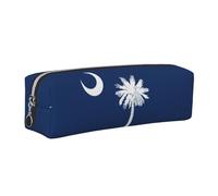 EWQrtyy South Carolina Flag Printing School Leather Pen Pencil Case,Zip Pouch,Accessories Holder, Stationery Bag,Back to School Gift
