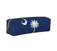 EWQrtyy South Carolina Flag Printing School Leather Pen Pencil Case,Zip Pouch,Accessories Holder, Stationery Bag,Back to School Gift