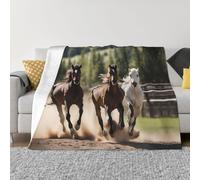EWQrtyy Three Running Horses Printing Ultra Soft Micro Fleece Blanket, Anti Pilling Flannel Blankets For Bed Sofa,Foldable 2 Sizes