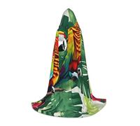 EWQrtyy Tropical Flower Leaf Parrot Printing Hooded Cape For Teenagers,Halloween Hooded Cape For Teenagers