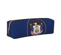 EWQrtyy Utah Flag Printing School Leather Pen Pencil Case,Zip Pouch,Accessories Holder, Stationery Bag,Back to School Gift