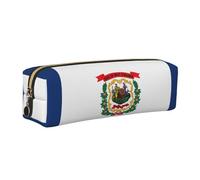 EWQrtyy West Virginia State Flag Printing School Leather Pen Pencil Case,Zip Pouch,Accessories Holder, Stationery Bag,Back to School Gift