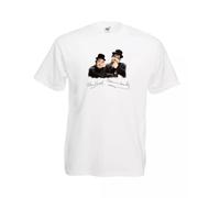 EWRdutAEAE Laurel and Hardy Autograph T Shirt Keystone Cops Buster Keaton Charlie Chaplin White 3XL