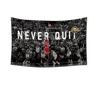 EWRITN Workout Polyester Flag Banner, 3x5 Feet, Never Quit Fitness Inspirational Home Gym Wall Decor, Cool Gym Motivation Poster, College Dorm Man Cave Decor